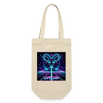 80er Jahre Retro Futuristischer Steinbock - Geschenkbeutel für Flaschen - Natur - Vorne
