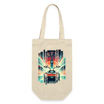 Zurück in die Zukunft 2024 Retro Vintage - Geschenkbeutel für Flaschen - Natur - Vorne