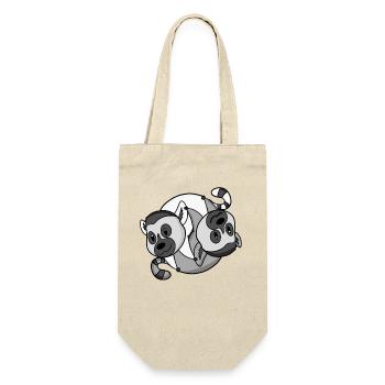 Yin Yang Zeichen Lemur Lemuren - Geschenkbeutel für Flaschen - Natur - Vorne