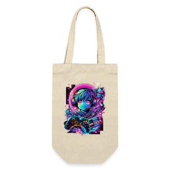 Gamer Controller Anime Synthwave Art - Geschenkbeutel für Flaschen - Natur - Vorne