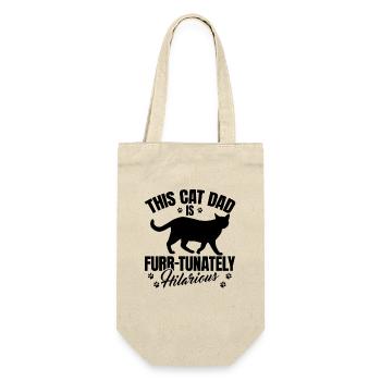 Katzen Papa - Geschenkbeutel für Flaschen - Natur - Vorne