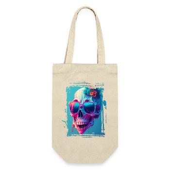 Totenkopfdame mit Sonnenbrille - Geschenkbeutel für Flaschen - Natur - Vorne