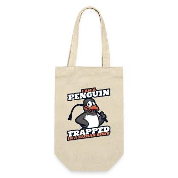 I Am A Penguin Trapped In A Human Body - Geschenkbeutel für Flaschen - Natur - Vorne