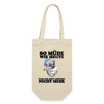 Ausschlafen Müde Spruch lustig Schlafen - Lemur - Geschenkbeutel für Flaschen - Natur - Vorne