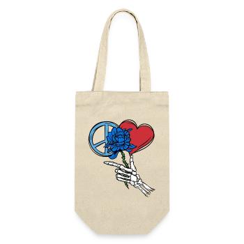 Peace, Flower, Heart, Skeleton, Death, World Peace - Gift Bag for Bottles - nature - Front