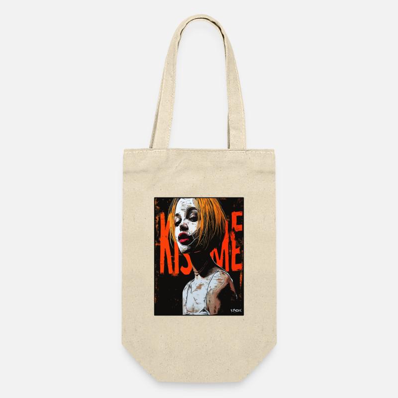 Emo Punk Cyber Mädchen, Küss mich - Geschenkbeutel für Flaschen - Natur