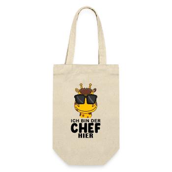 Chef Spruch Anführer Giraffe Motiv - Geschenkbeutel für Flaschen - Natur - Vorne
