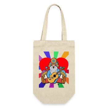 Hippie Gnome Midget Heart Ecstasy High Music - Gift Bag for Bottles - nature - Front
