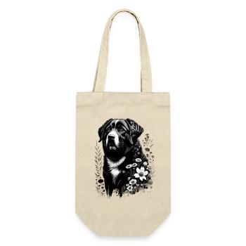 Süßer Berner Sennenhund mit Blumen - Geschenkbeutel für Flaschen - Natur - Vorne