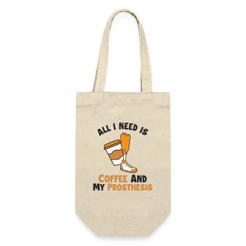 Coffee and my Prosthesis Prosthesis Foot User Leg - Gift Bag for Bottles - nature - Front