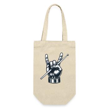 Schlagzeuger Drummer Band Metal Pose Pommesgabel - Geschenkbeutel für Flaschen - Natur - Vorne