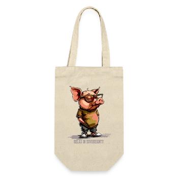 Entspanntes Souveränes Schwein - Geschenkbeutel für Flaschen - Natur - Vorne