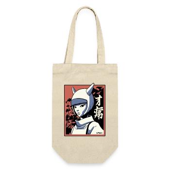 Japan Manga: Edo Cat Girl Samurai Ninja - Gift Bag for Bottles - nature - Front