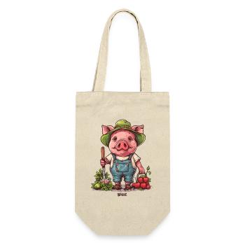 Gartenarbeit Garten Schwein Gärtner - Geschenkbeutel für Flaschen - Natur - Vorne