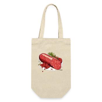 Liebe zu Salami - Geschenkbeutel für Flaschen - Natur - Vorne