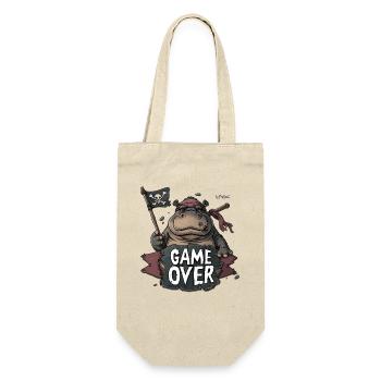 Gaming Game Over: Gamer Friendly Hippo Pirate - Gift Bag for Bottles - nature - Front