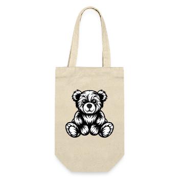 Niedliches monochromes Teddybär-Design - Geschenkbeutel für Flaschen - Natur - Vorne