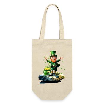 Lustiger glücklicher Elf mit Regenbogen im Hintergrund. - Geschenkbeutel für Flaschen - Natur - Vorne