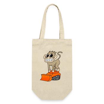 Affe Bagger Baggerfahrer Motiv - Geschenkbeutel für Flaschen - Natur - Vorne
