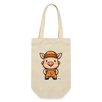 Drôle Ouvrier De La Construction Artisan Cochon - Sac à bouteille - nature - Devant