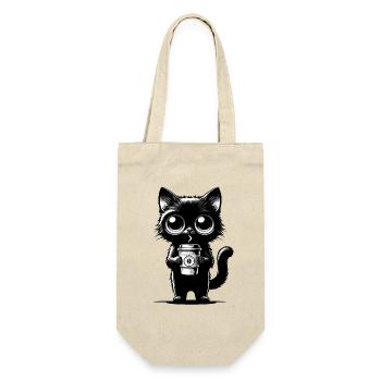 Jolie tasse à café chat noir – Chibi Kawaii - Sac à bouteille - nature - Devant