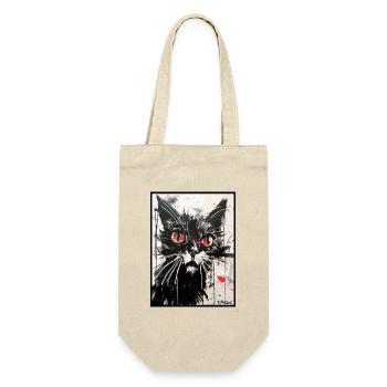 Dessin au crayon de couleur en papier carbone d’un chat - Sac à bouteille - nature - Devant
