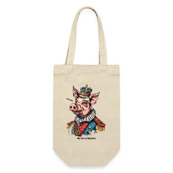 Royal Pig with Crown: Majestic Oink - Gift Bag for Bottles - nature - Front