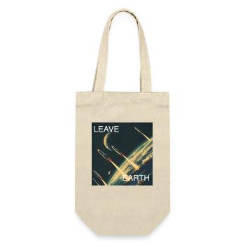 Retro Style Poster Space Travel "Leave Earth" - Gift Bag for Bottles - nature - Front