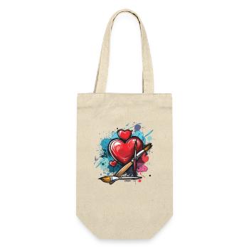 Art Graffiti: Paint Brushes and Hearts - Gift Bag for Bottles - nature - Front