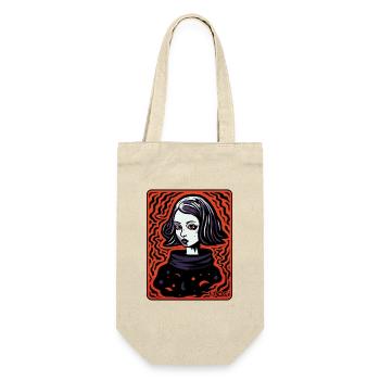 Dessin animé gravure sur bois Art femme - Sac à bouteille - nature - Devant