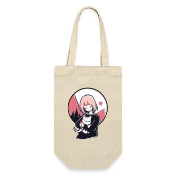 Nur wir zwei: Ein Mädchen und ihre Katze - Geschenkbeutel für Flaschen - Natur - Vorne
