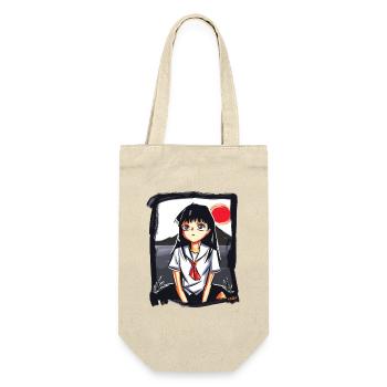 Anime Manga Schulmädchen japanische rote Sonne - Geschenkbeutel für Flaschen - Natur - Vorne