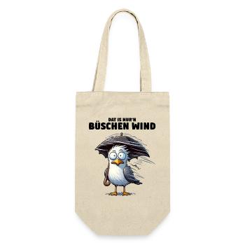 Möwe Sturm Schietwetter, Dat is nur'n büschen Wind - Geschenkbeutel für Flaschen - Natur - Vorne