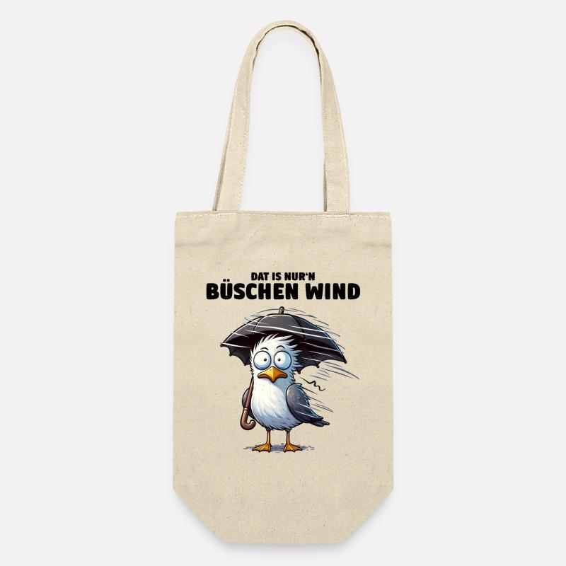 Möwe Sturm Schietwetter, Dat is nur'n büschen Wind - Geschenkbeutel für Flaschen - Natur