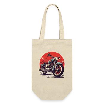 Großes Chopper-Motorrad - Geschenkbeutel für Flaschen - Natur - Vorne
