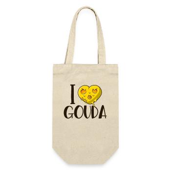 Ich liebe Gouda Queso Cheesemonger Maker Lover Gouda - Geschenkbeutel für Flaschen - Natur - Vorne