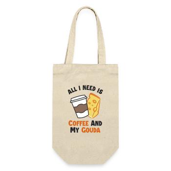 Kaffee und mein Gouda Maker Queso Cheesemonger - Geschenkbeutel für Flaschen - Natur - Vorne