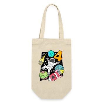 4 Birthday Boy Astronaut Rocket Space - Gift Bag for Bottles - nature - Front