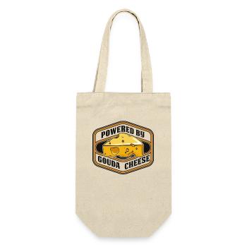 Powered by Gouda Käser Queso Lover Gouda - Geschenkbeutel für Flaschen - Natur - Vorne