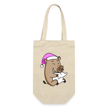 Wildschwein Müde Ausschlafen Schlafen Mädchen - Geschenkbeutel für Flaschen - Natur - Vorne