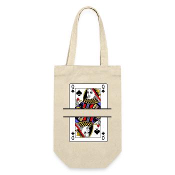 Spielkarten-Pik-Dame mit Bannerplatz - Geschenkbeutel für Flaschen - Natur - Vorne