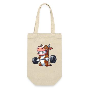 Cow Bull Dumbbell Workout Weightlifter - Gift Bag for Bottles - nature - Front
