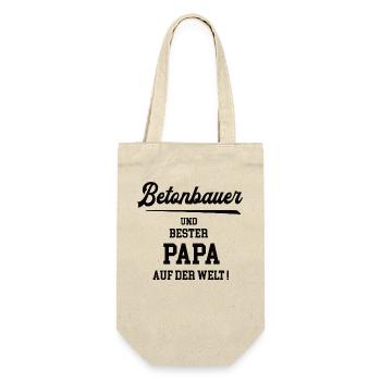 Bester Papa Betonbauer Betonbau Stahlbetonbauer - Geschenkbeutel für Flaschen - Natur - Vorne
