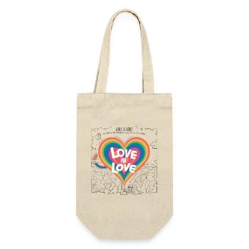 Love is Love – LGBTQIA+ Pride Herz Design - Geschenkbeutel für Flaschen - Natur - Vorne