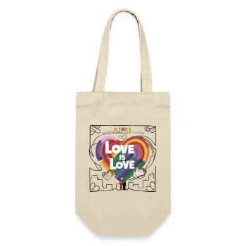 Love is Love – LGBTQIA+ Pride Herz Design - Geschenkbeutel für Flaschen - Natur - Vorne