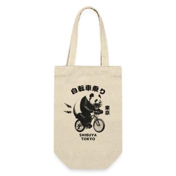 Radfahrender Panda Shibuya Tokyo - Geschenkbeutel für Flaschen - Natur - Vorne