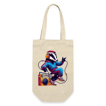 Cheerful Badger with Headphones Dancing - Gift Bag for Bottles - nature - Front
