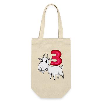 3rd Birthday Motif Goat - Three Years Old - Gift Bag for Bottles - nature - Front