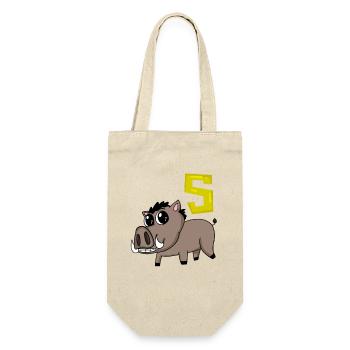 5. Geburtstag Motiv Wildschwein - vier Jahre alt - Geschenkbeutel für Flaschen - Natur - Vorne