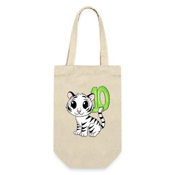 10th Birthday Motif Tiger - Ten - 10 Years - Gift Bag for Bottles - nature - Front